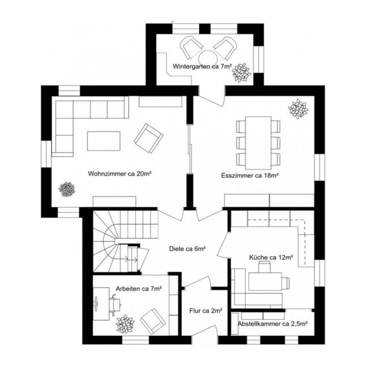 Grundriss Erdgeschoss Einfamilienhaus
